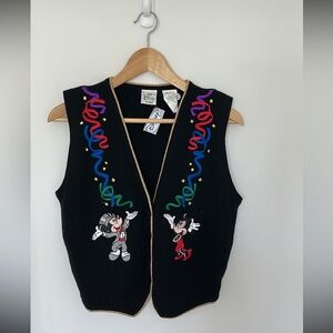 Vintage Disney Store Mickey and Minnie Festive Wool Knit Vest